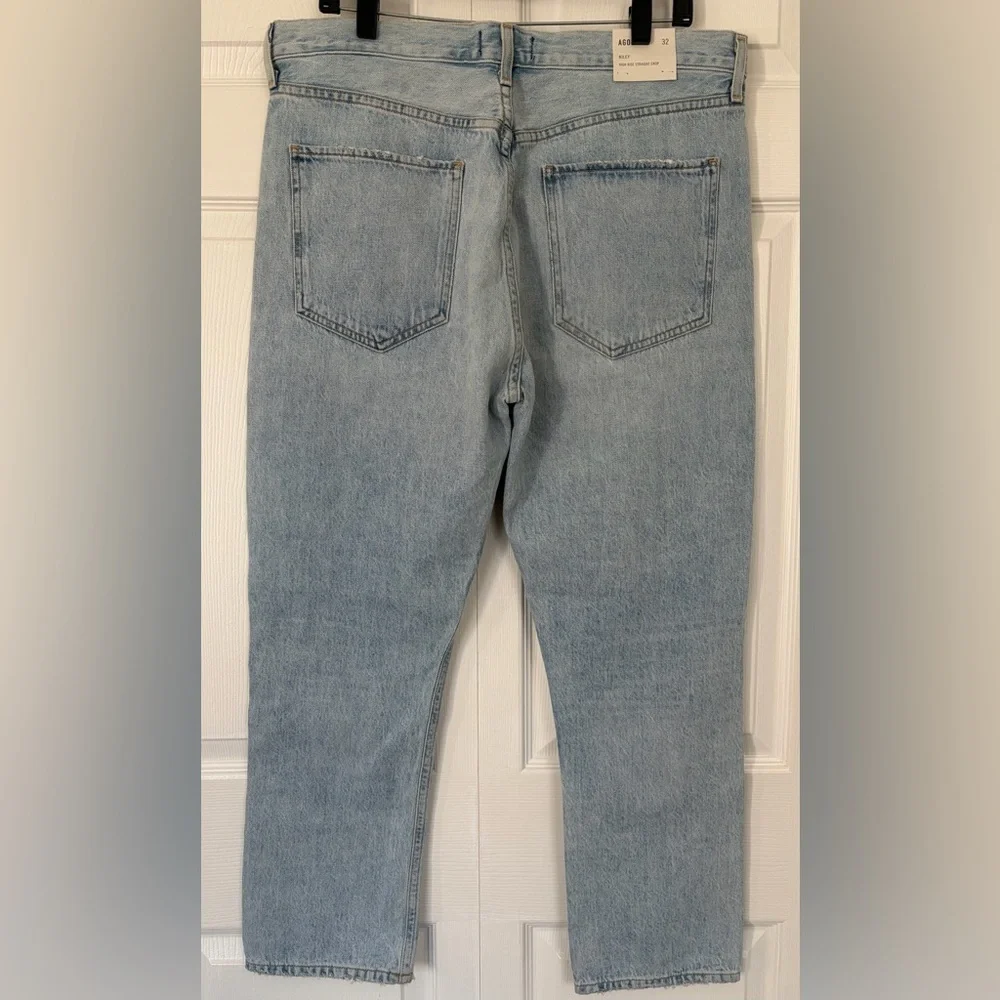 AGOLDE Jeans Riley High Rise Straight Crop in Shatter Size 32 Distressed Raw Hem